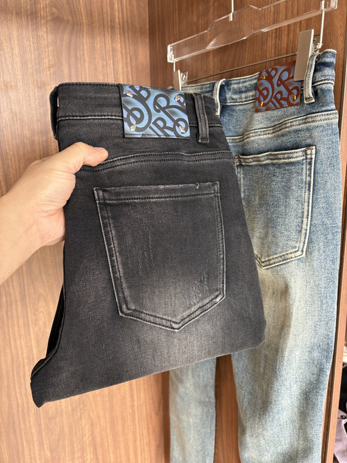 Fendi Soft Jeans with Leather Waist Tag, Classic Blue Wash