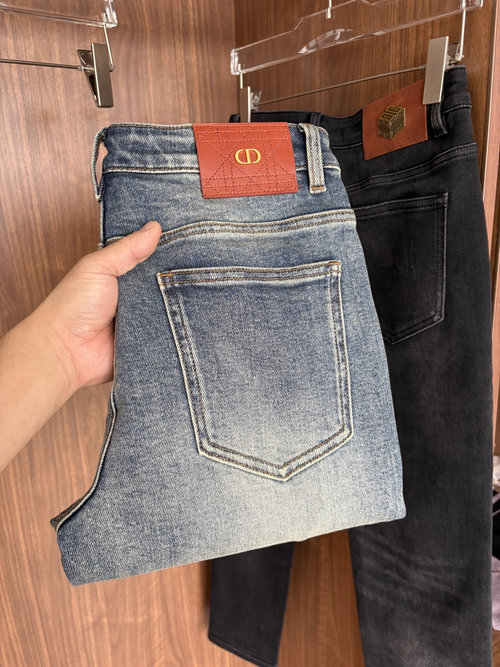Fendi Soft Jeans with Leather Waist Tag, Classic Blue Wash