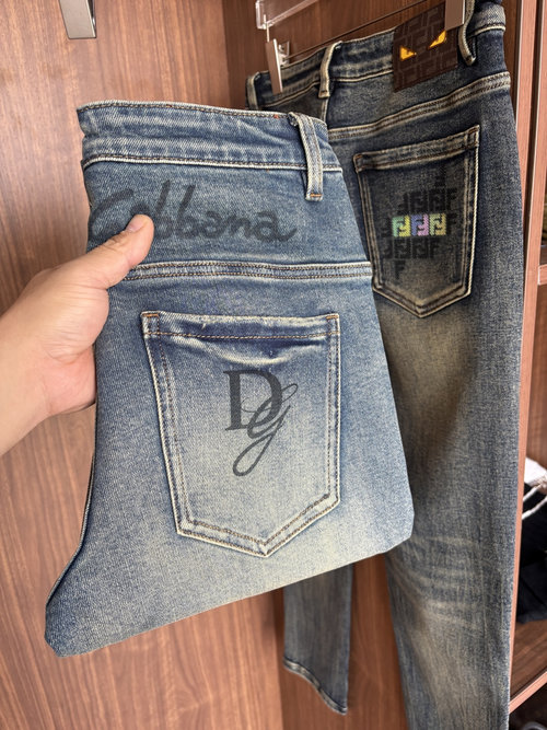 Fendi Soft Jeans with Luxury Leather Waist Tag