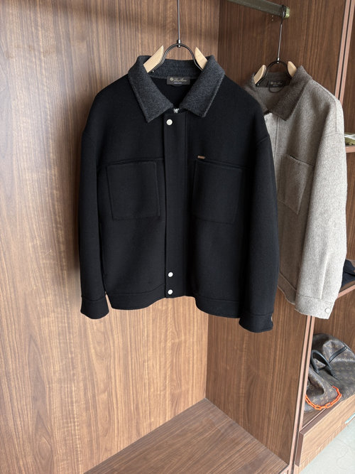 Loro Piana Elegant Herringbone Wool-Cashmere Blend Coat