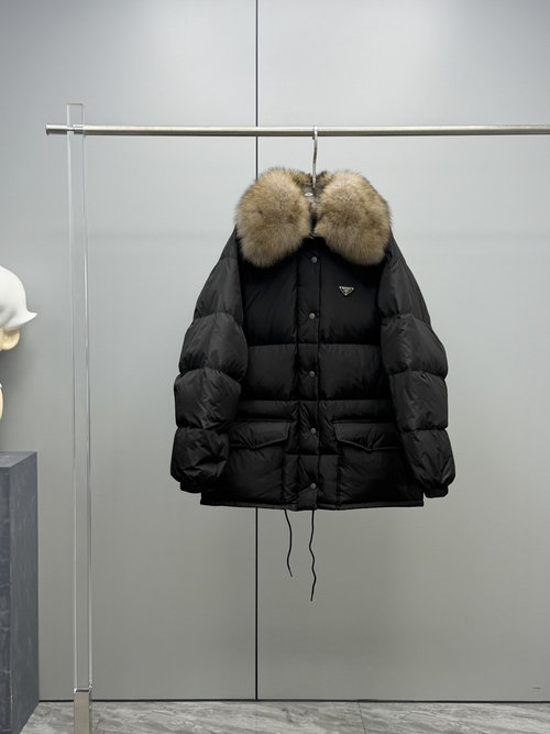 Prada Detachable Fox Fur Collar Warm Padded Jacket