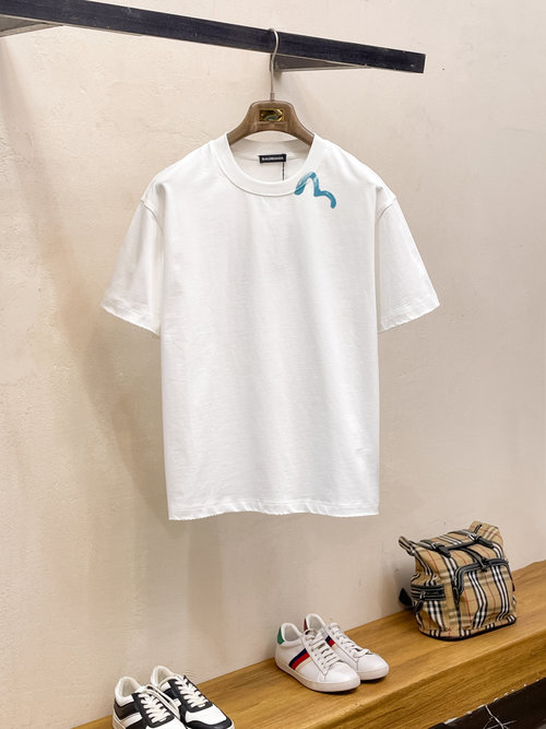 Balenciaga High-Quality Cotton T-Shirt with Hand-embroidered Logo