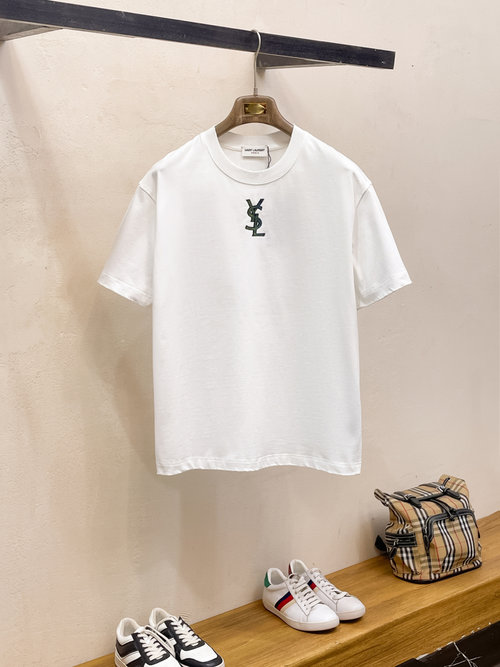 Yves Saint Laurent Premium Cotton Short Sleeve T-Shirt with Logo