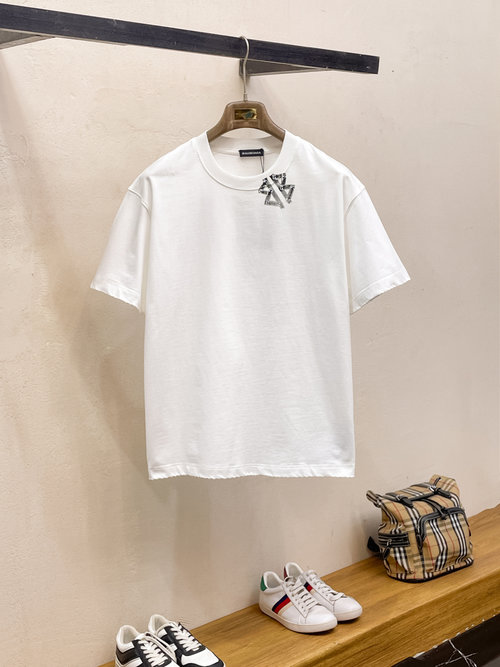 Balenciaga Premium Cotton Short Sleeve T-Shirt with Logo