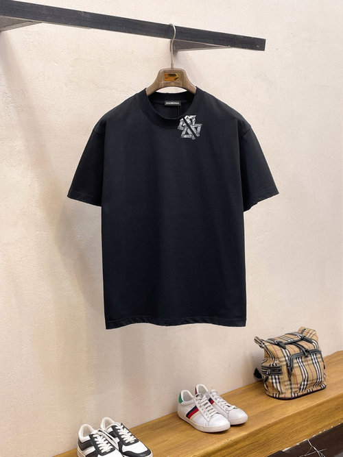 Balenciaga Premium Cotton Short Sleeve T-Shirt with Logo