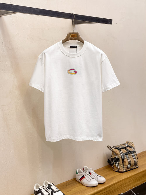 Balenciaga Hand-painted Logo Cotton Short-sleeve T-shirt
