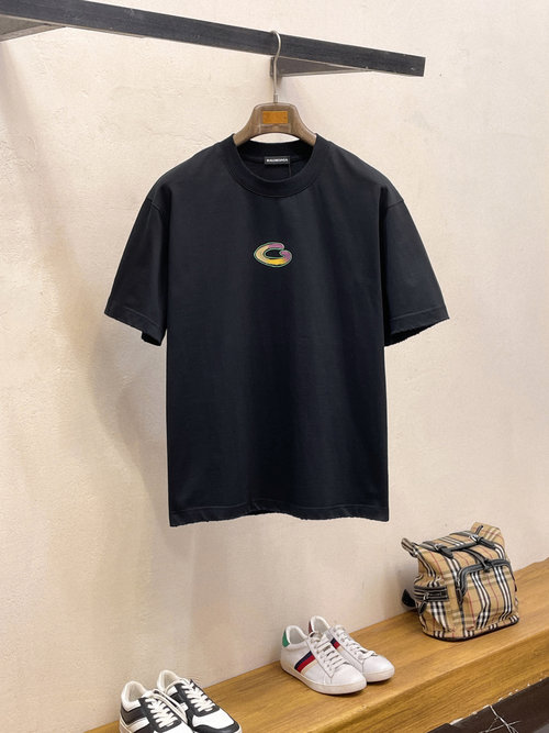 Balenciaga Hand-painted Logo Cotton Short-sleeve T-shirt