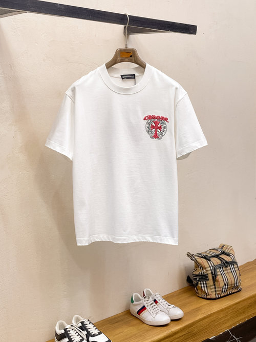 Chrome Hearts High-quality Embroidered Ripped Short-sleeve T-shirt