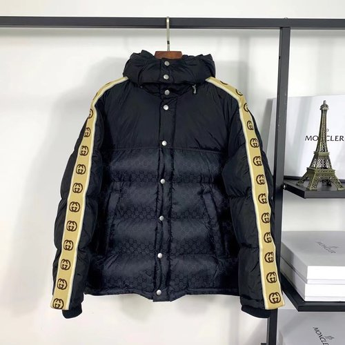 Gucci Limited Edition Down Jacket with Reflective Stripes and Custom Logo
