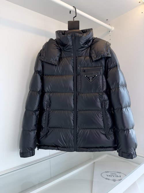 Prada Premium Down Jacket with Classic Logo and Color Block