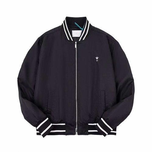 Dior Embroidered Cotton Flight Jacket, Black & White