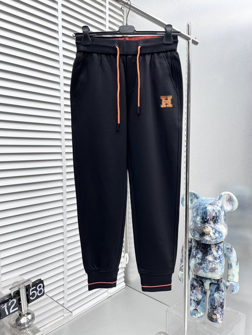 Hermes New Style Casual Pants with Logo, Great Comfort