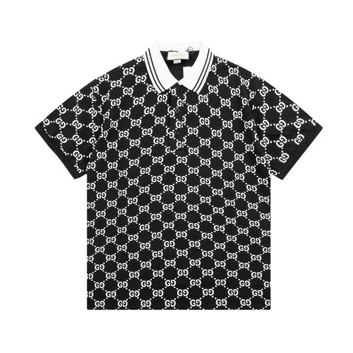 Gucci Double-G Small Logo Printed Polo Shirt in Black
