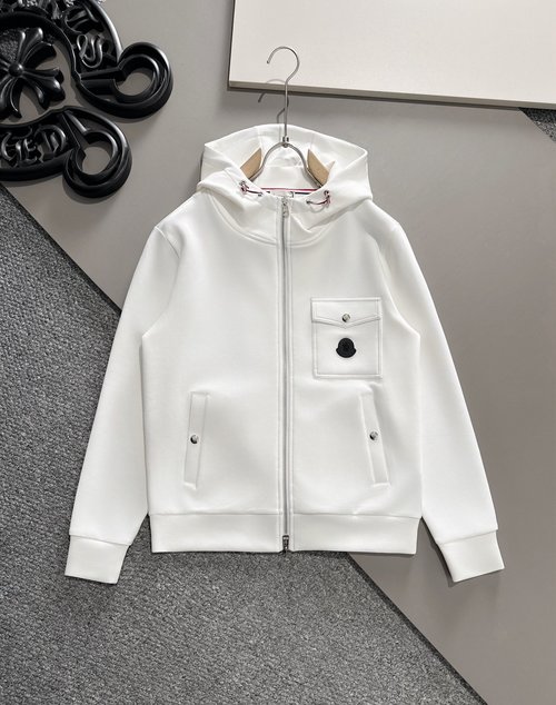 Moncler Latest Hooded Coat with Soft Cotton Fabric