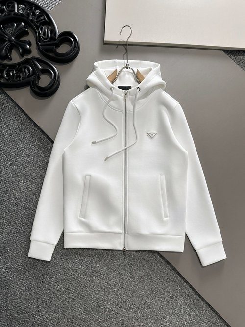 Prada Stylish Hooded Coat with Soft Cotton Fabric