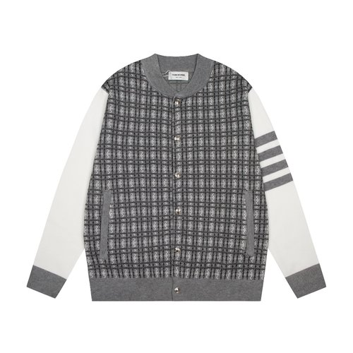 Thom Browne Color-Blocked Metal-Buttoned Cardigan, Soft & Versatile