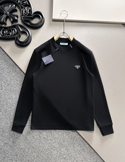 Prada Imported Cotton Long Sleeve Casual Tee