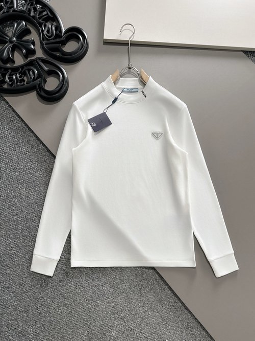 Prada Imported Cotton Long Sleeve Casual Tee