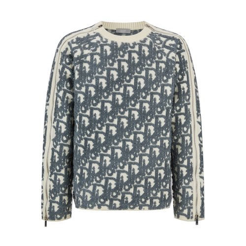 Dior Embroidered Zip Round-neck Sweater