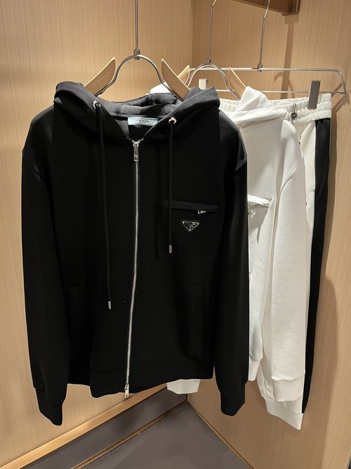 Prada Zip-up Hoodie with Logo, Combining Classic and Modern Style