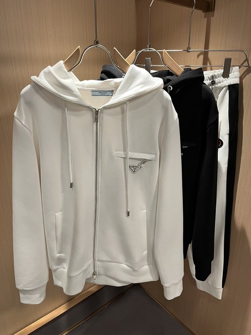 Prada Zippered Hoodie with Exclusive Design and High - Quality Cotton