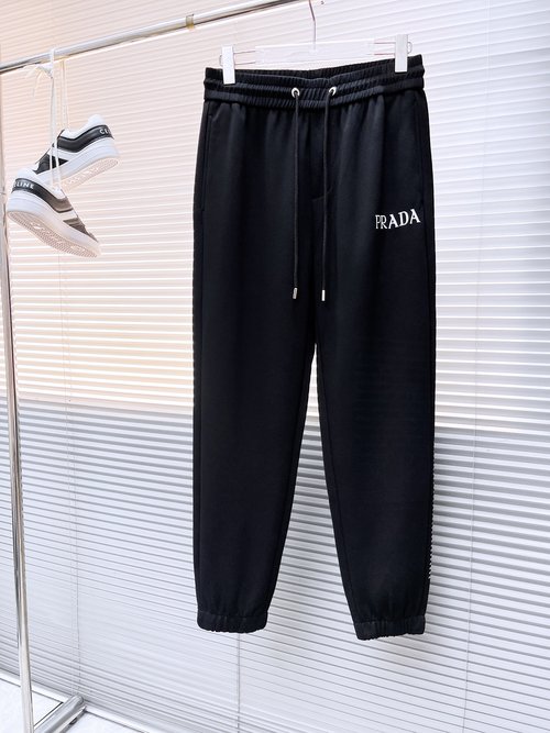 Prada Classic Logo Casual Pants with Tailored Fabric