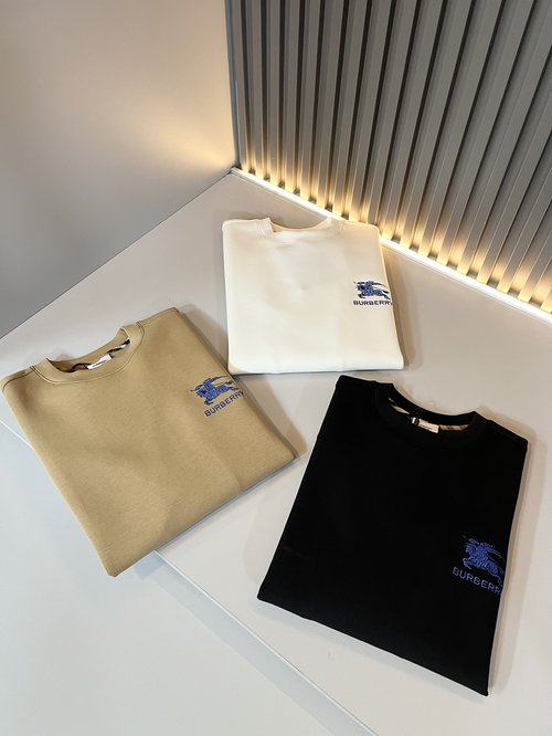 Burberry Pure Cotton Round Neck Sweatshirt with Logo Embroidery