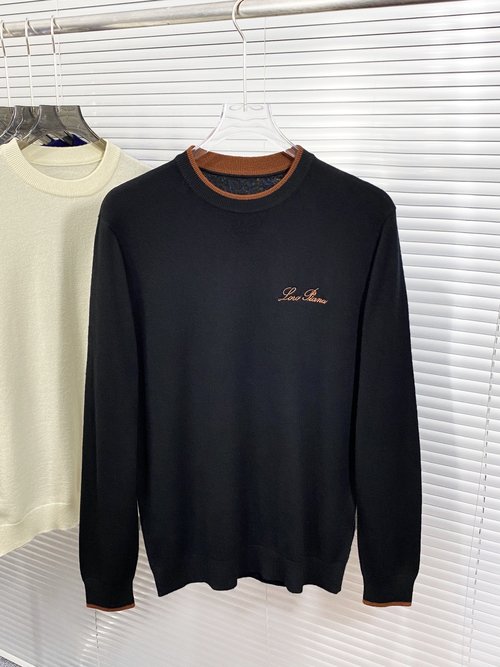 Prada Luxury Wool Blend Sweater Featuring Leather Badge