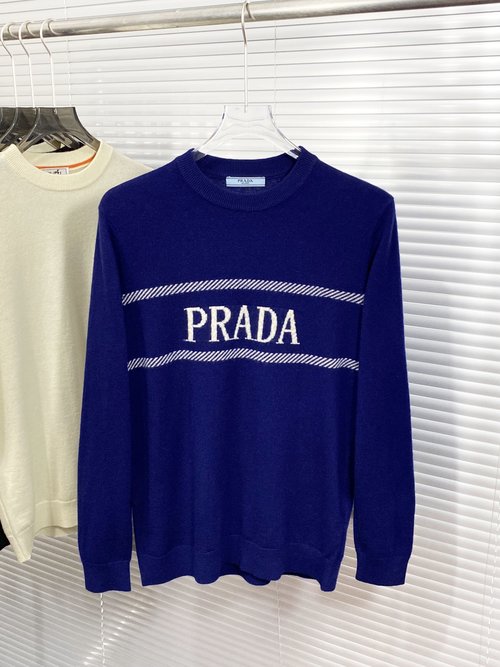 Prada Imported Wool - Cashmere Knit Round - Neck Sweater