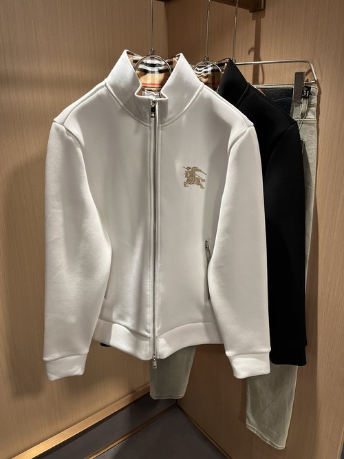 Burberry Cotton Zip-Up Hoodie with Logo Embroidery