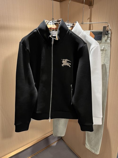 Burberry Cotton Zip-Up Hoodie with Logo Embroidery