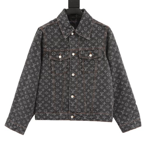 Louis Vuitton Luxury Embroidered Denim Jacket with Custom Buttons and Perfect Fit