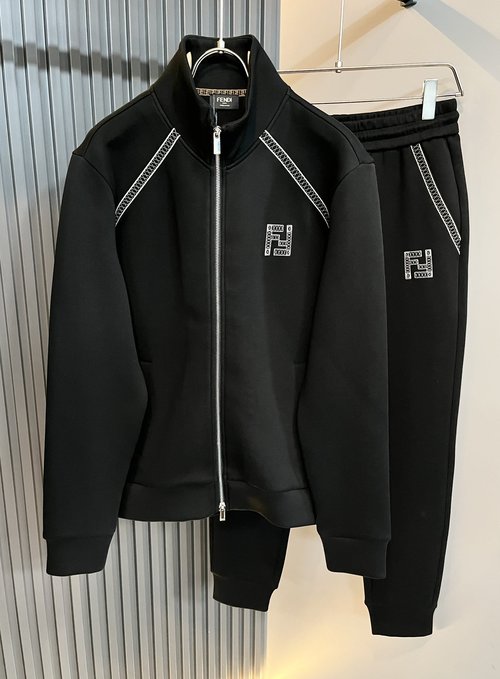 Fendi Casual Solid-color Suit with Embroidered Logo