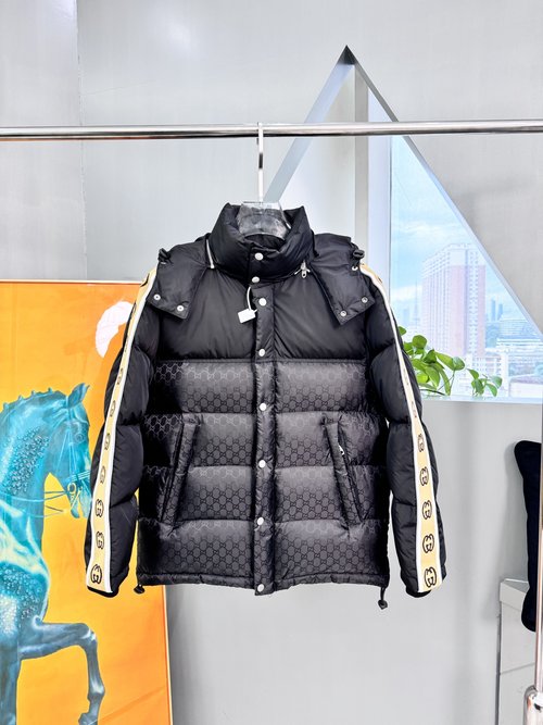 Gucci Exclusive Dark Pattern Reflective Down Jacket with Custom Buttons