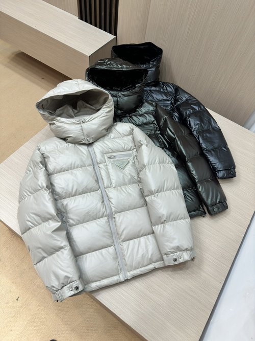 Prada Premium Down Jacket with 90% Down and Logo