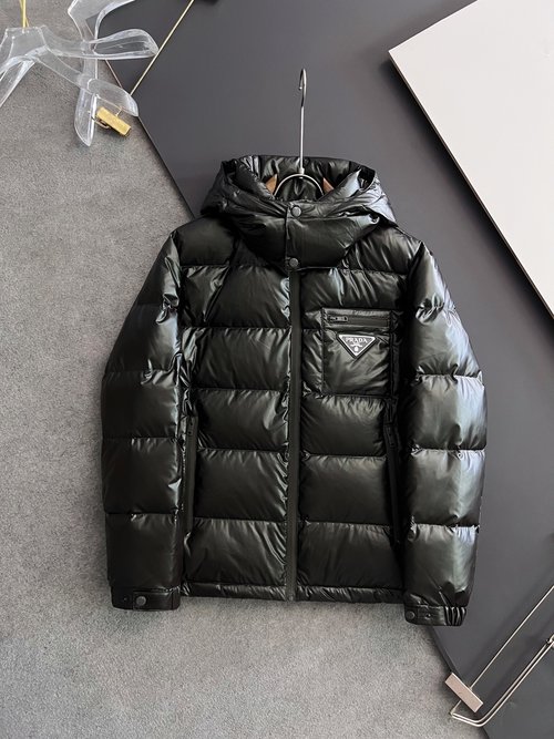 Prada Premium Down Jacket with 90% Down and Three Labels