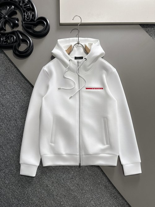 Prada Stylish Stand-Collar Coat with Soft Cotton