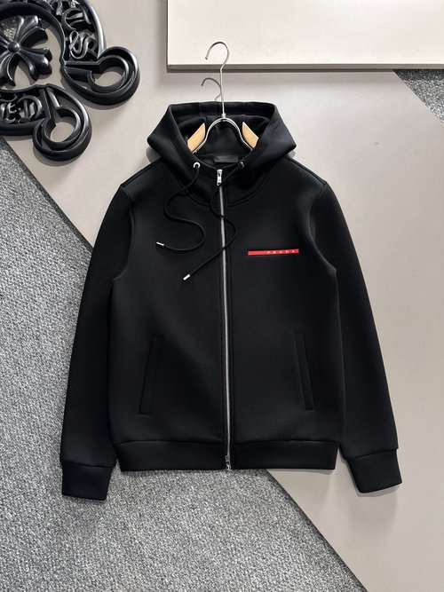 Prada Stylish Stand-Collar Coat with Soft Cotton