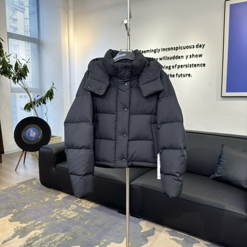 Fendi Black Short Puffer Jacket with Detachable Hood and Pockets