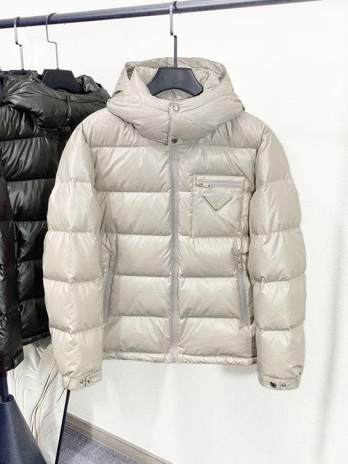 Prada Premium 90% Down Jacket with Logo and Plaid Design