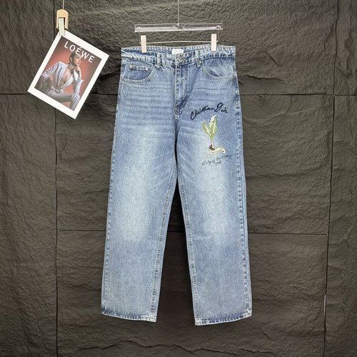 Dior Embroidered Letter Floral Denim Jeans