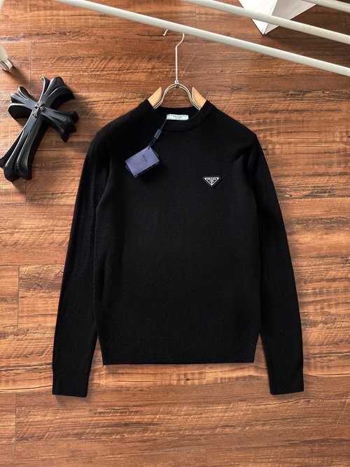 Prada High - end Wool Blend Round Neck Sweater