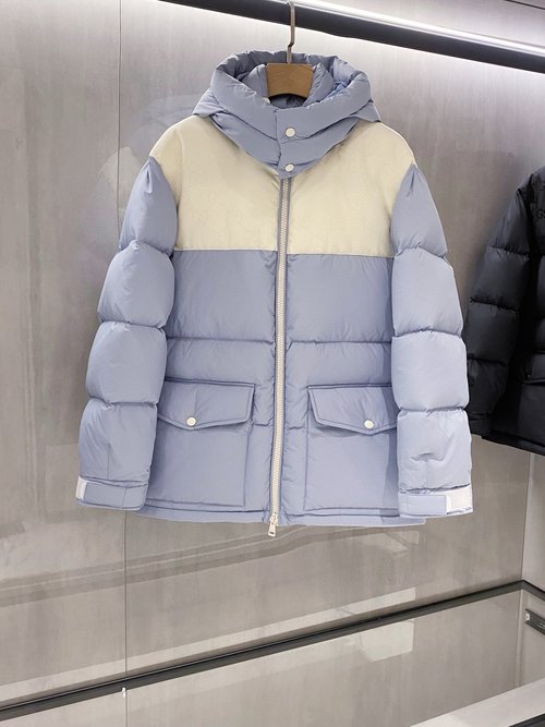 Gucci High-Density Nylon Down Coat with Classic GG Embroidery