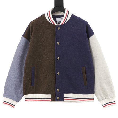 Thom Browne Two-Tone Spliced Baseball Jacket