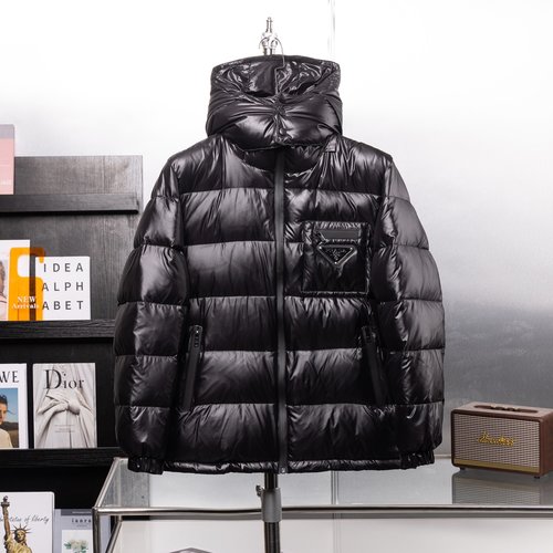 Prada 90% Down-filled Jacket with Logo and Colorful Design