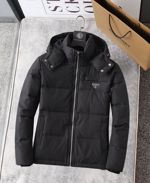 Prada Premium Down Jacket with Logo, Good Warmth