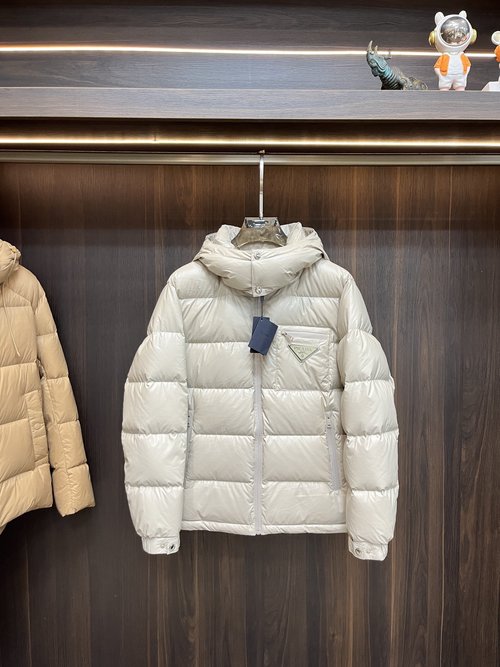 Prada 90% Down-filled Jacket with Logo and Colorful Design