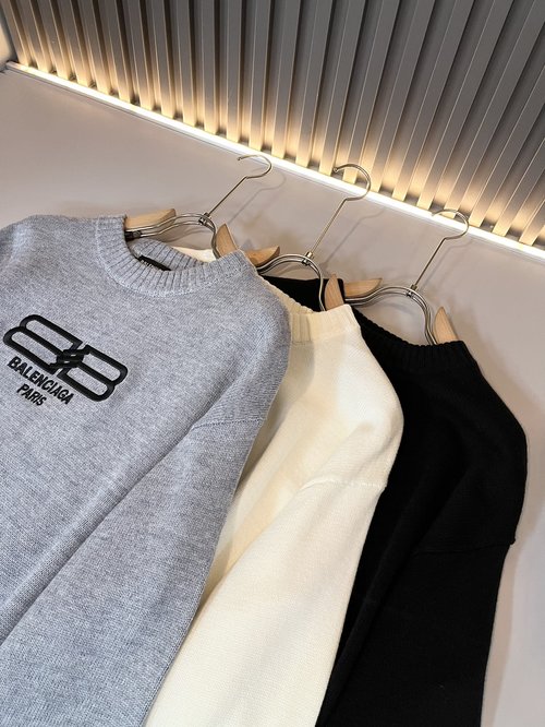 Balenciaga Wool Base Sweater with Classic Embroidered Logo