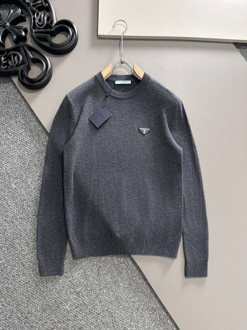 Prada Premium Wool Blend Round Neck Sweater