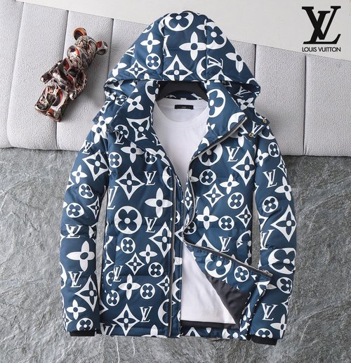 Louis Vuitton Premium Down Jacket with Logo and Color Blocks